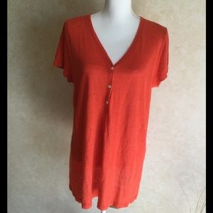 J.Jill Linen Short Sleeved Pullover Tunic Top. Size Medium.